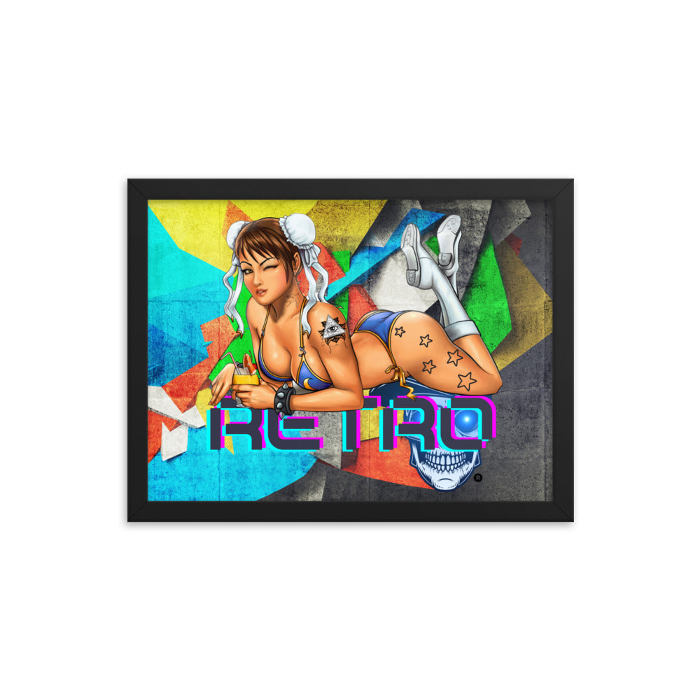 Retro Chun-Li - Premium Framed Art Print