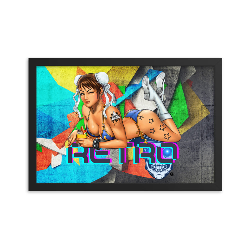 Retro Chun-Li - Premium Framed Art Print