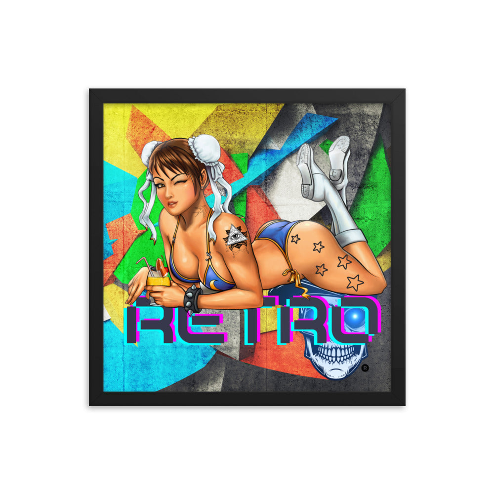 Retro Chun-Li - Premium Framed Art Print