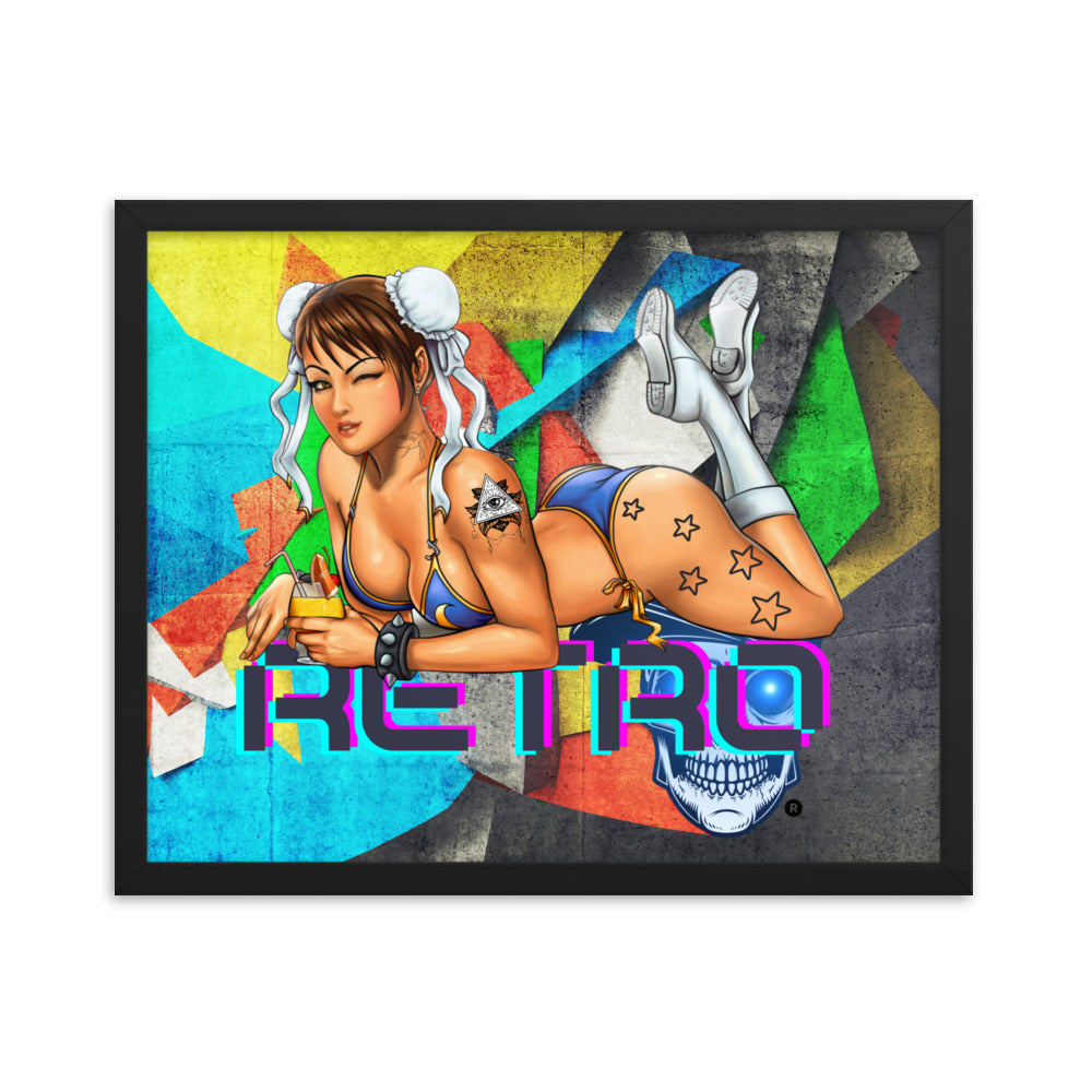 Retro Chun-Li - Premium Framed Art Print