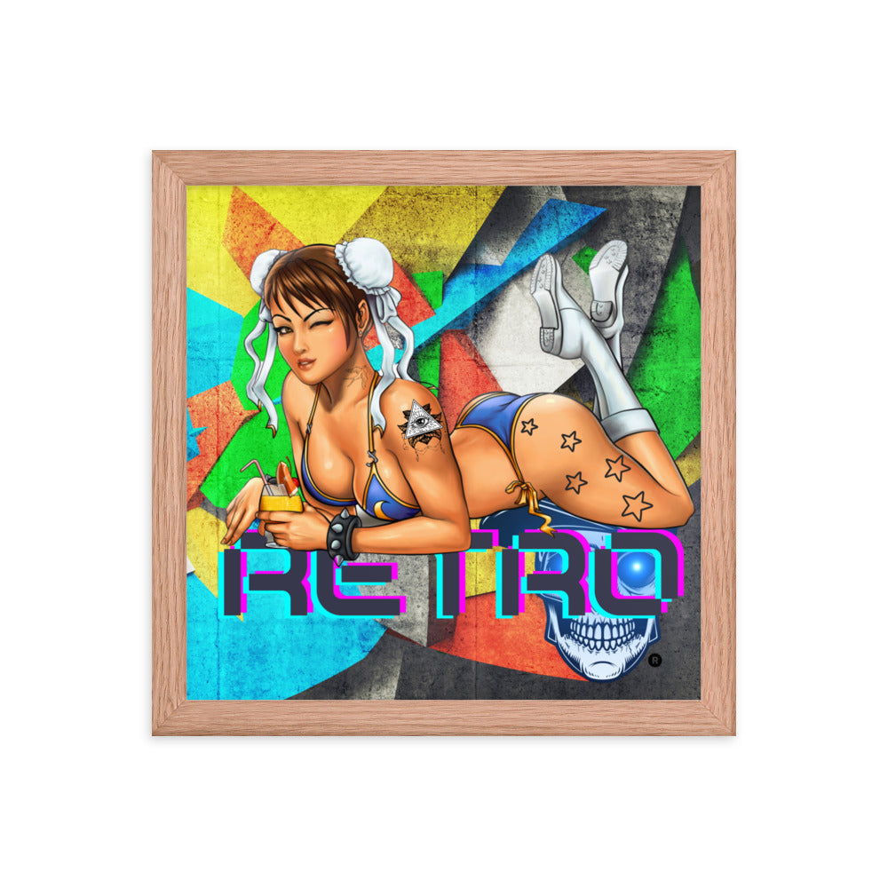 Retro Chun-Li - Premium Framed Art Print