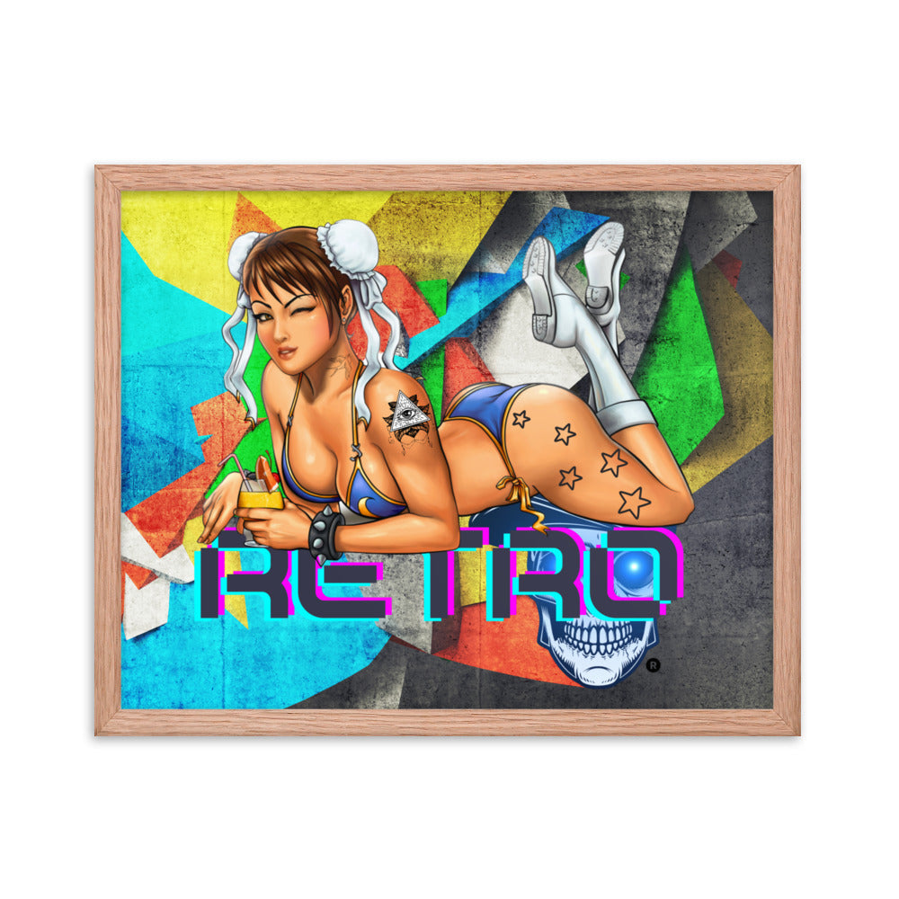 Retro Chun-Li - Premium Framed Art Print