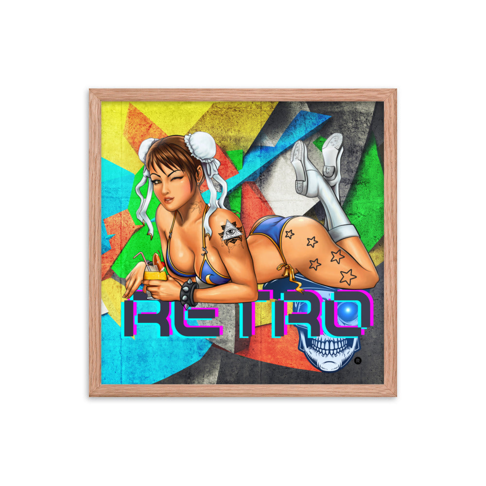 Retro Chun-Li - Premium Framed Art Print