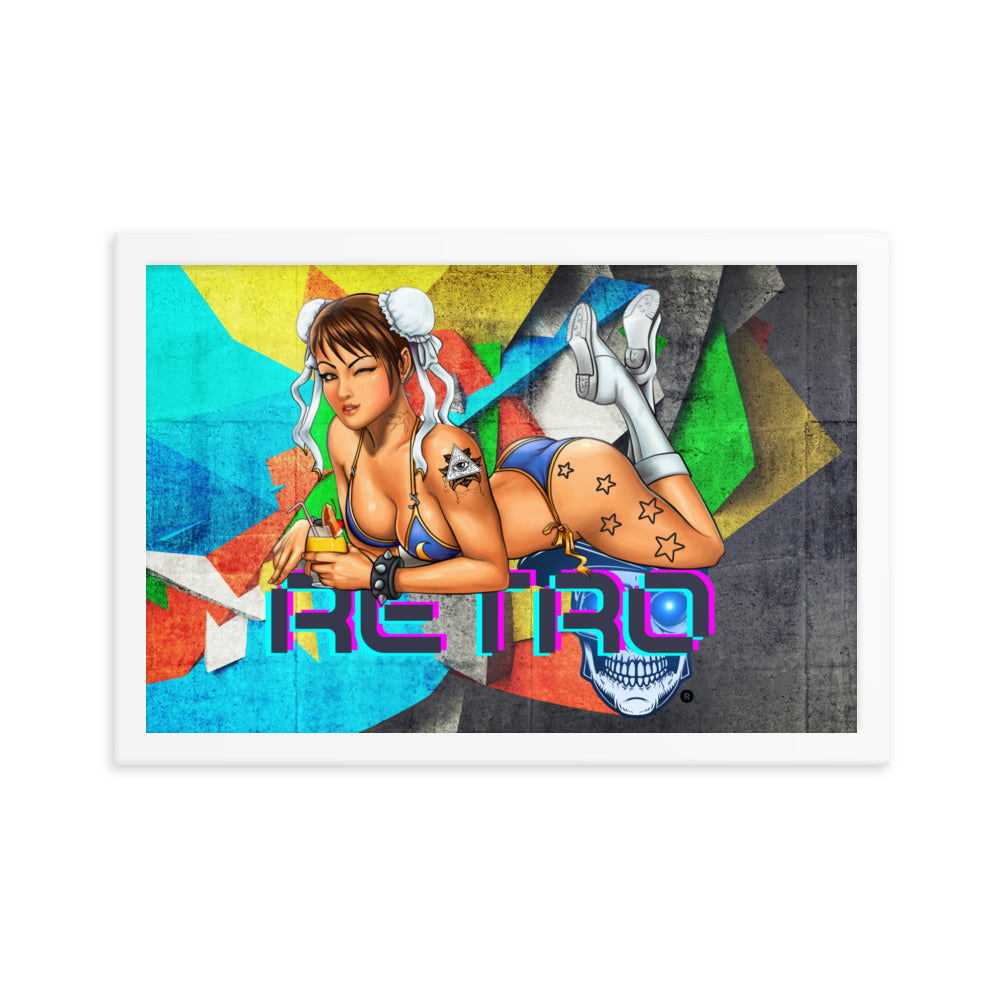 Retro Chun-Li - Premium Framed Art Print