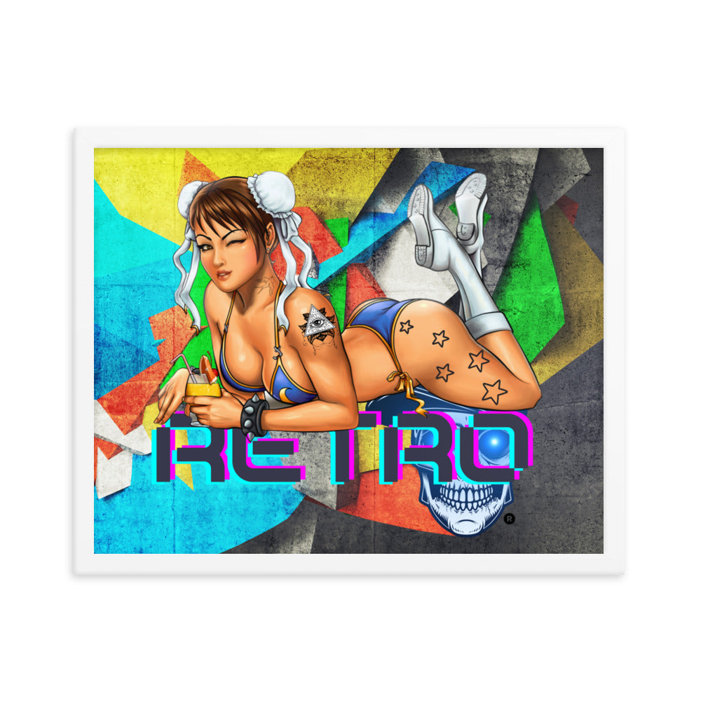 Retro Chun-Li - Premium Framed Art Print