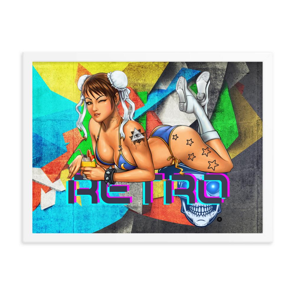 Retro Chun-Li - Premium Framed Art Print